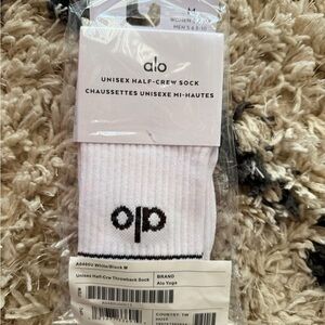 ALO Yoga White and Black Half-Crew Socks